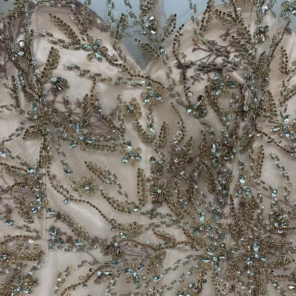 Mac Duggal Dress 79317 Champagne Embellished Illusion Gown NWT - Picture 5 of 16